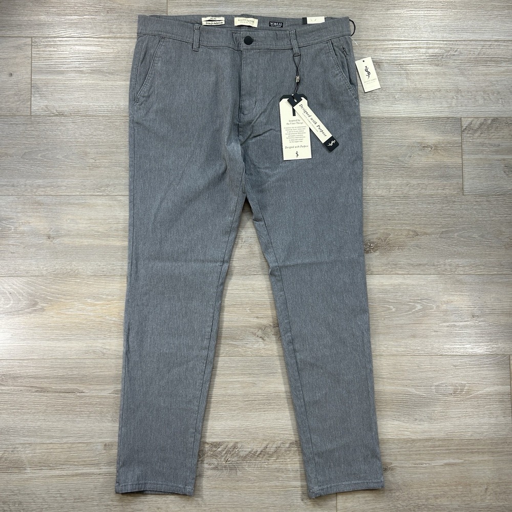 NWT Scott James Slim Fit Pants Mens 38x32 Gray Stretch Chino Trousers